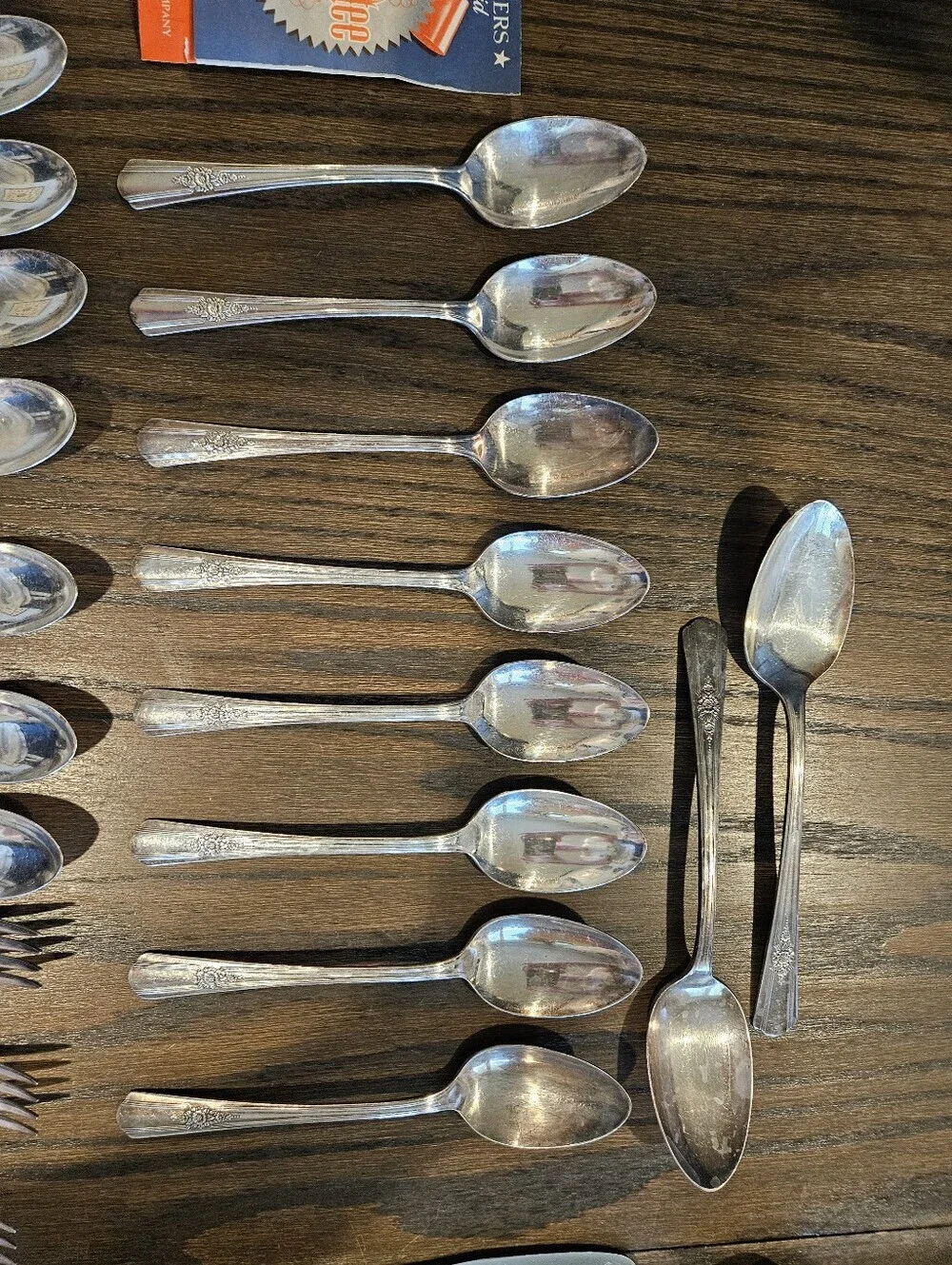 Wm Rogers Overlaid Vintage Silver Flatware Set - 51 Pieces Eith Floral Engraving